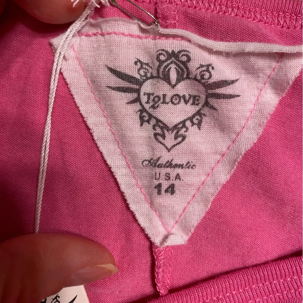 NWT T2Love Crochet Strap Draped Back Hi Lo Tank Top USA MADE Pink Girl’s 14